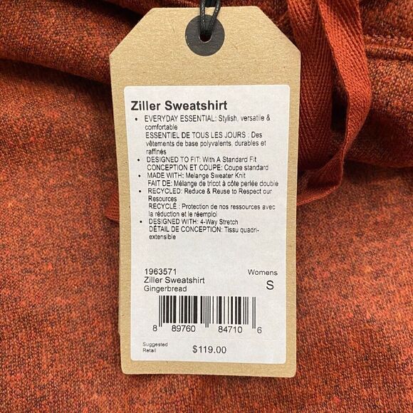 PrAna‎ Ziller Sweatshirt Women Small Orange Hooded Pullover Gingerbread Wool New - Picture 5 of 16